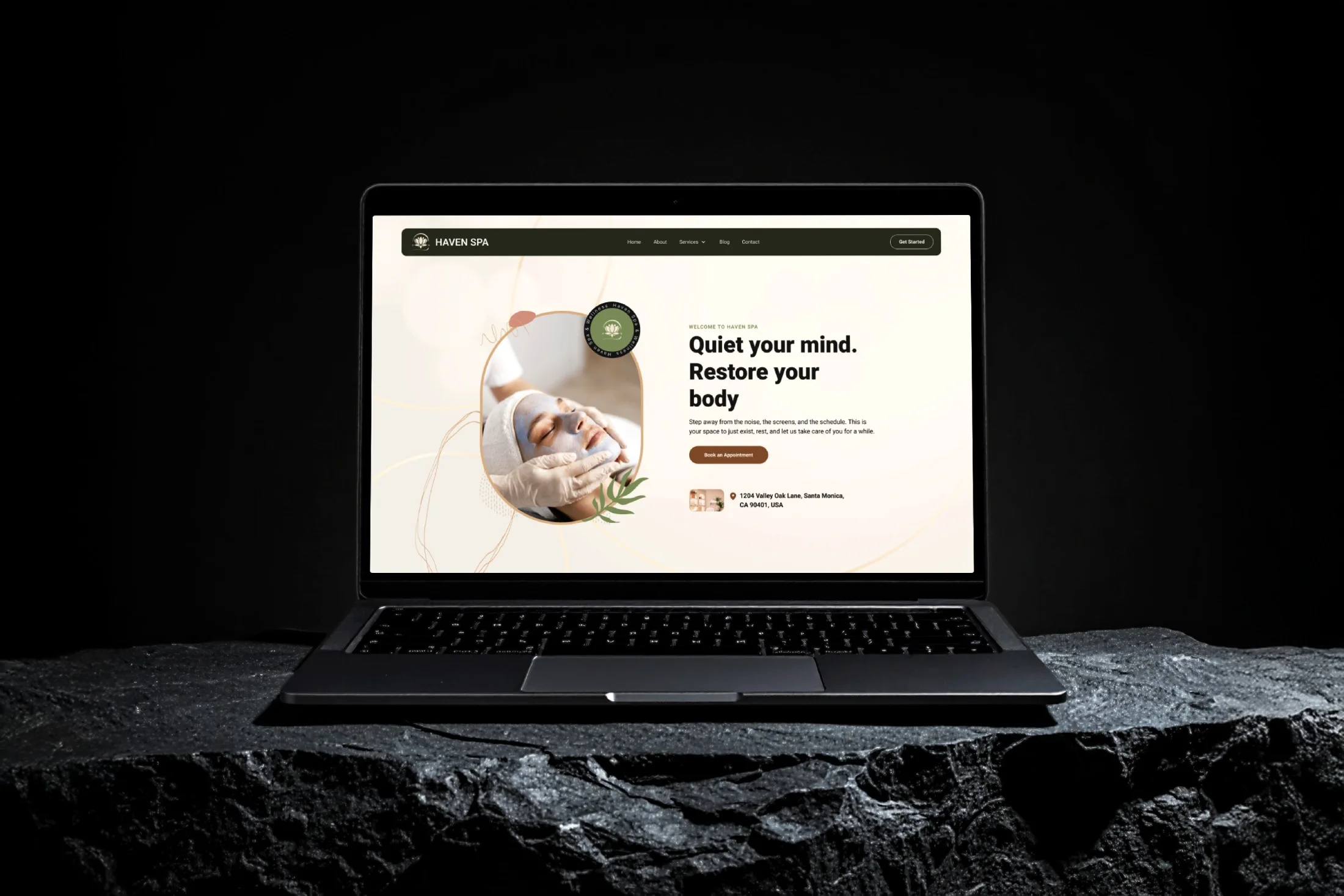 Website design of a spa.