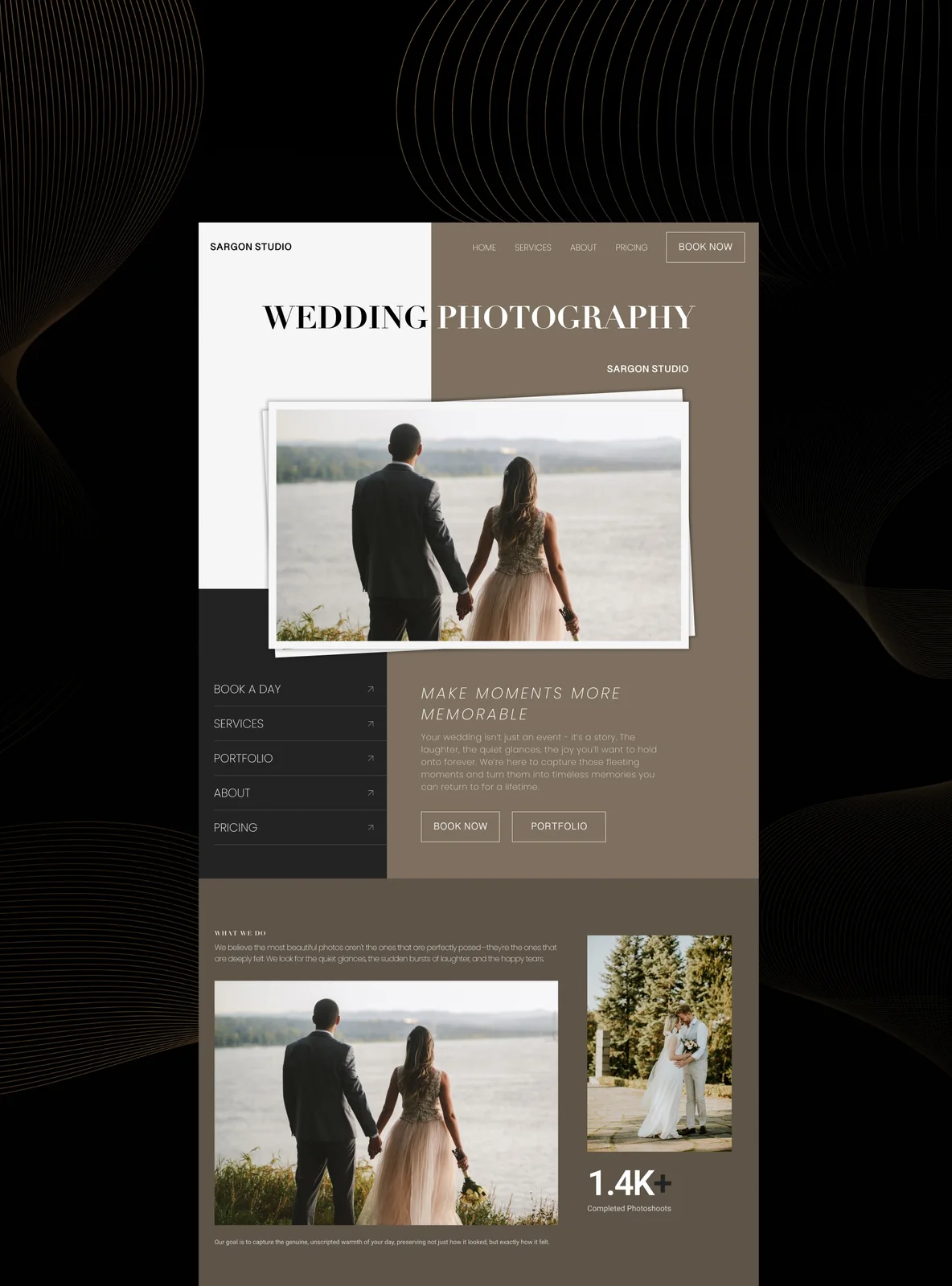 website design of a wedding photographer