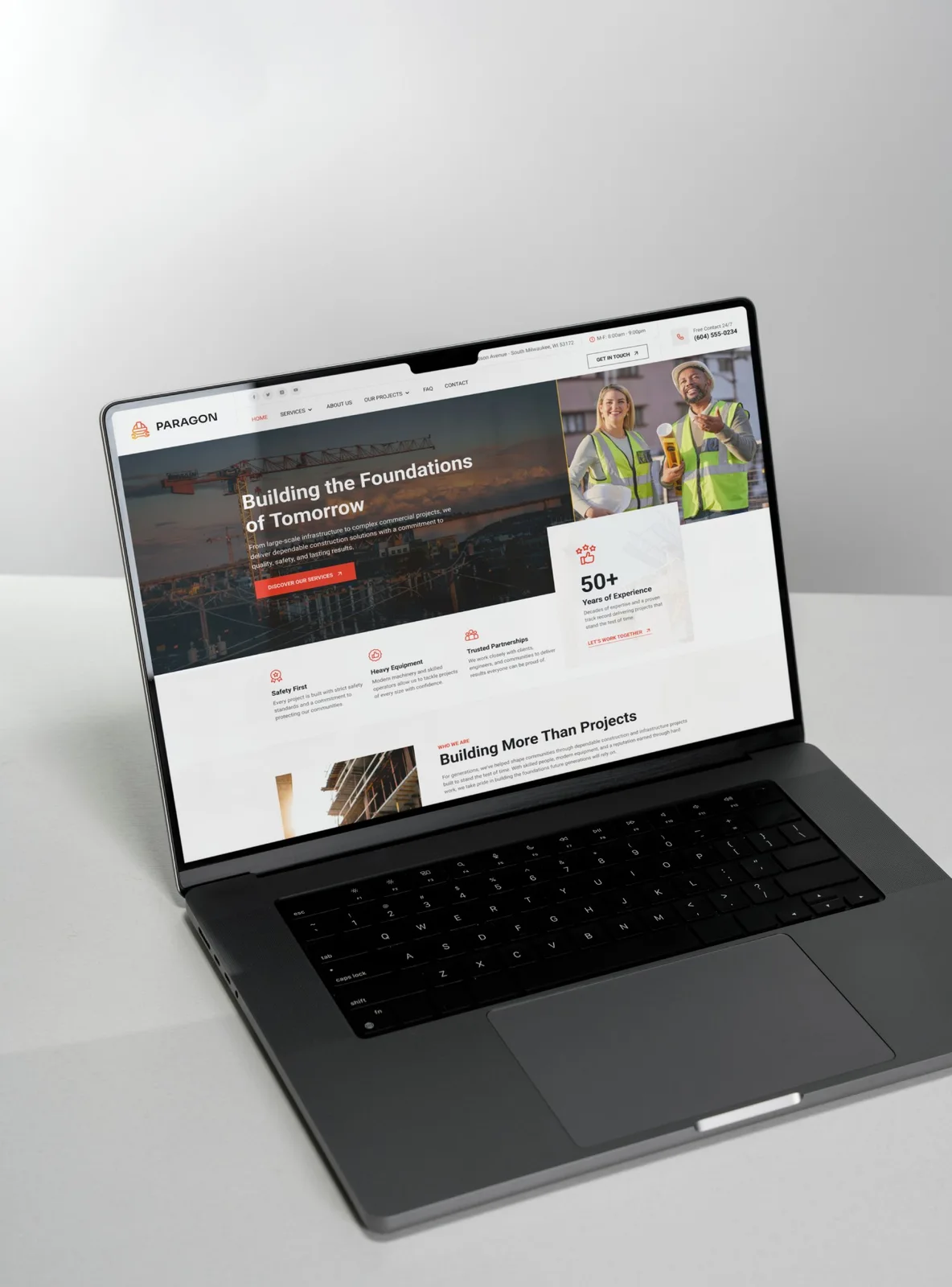 Website design of a construction company.